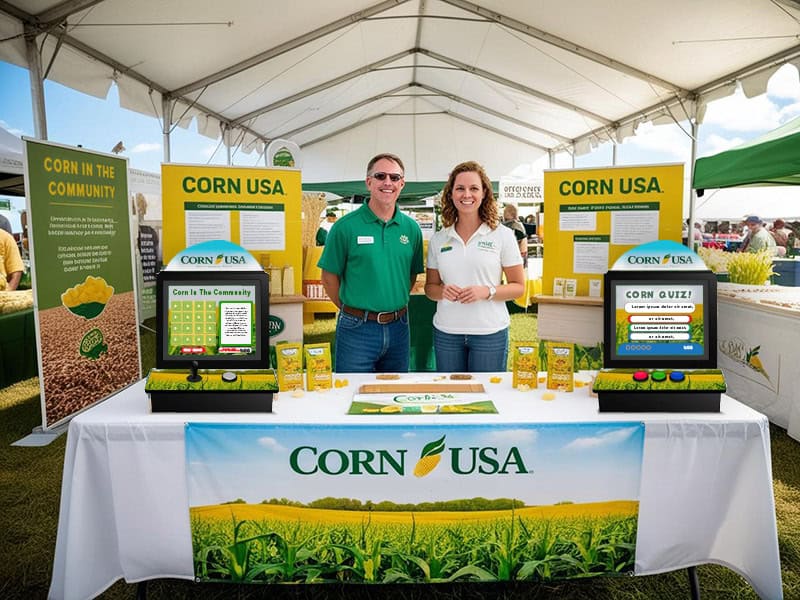 A Corn Commodity Group Fair Booth In A Tent At A County Fair copy